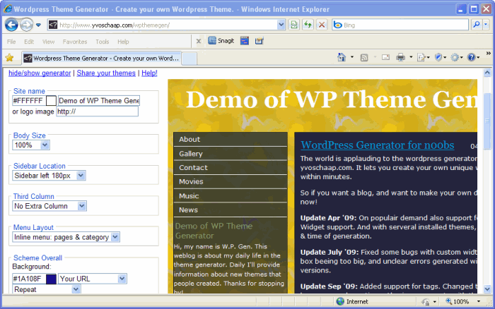 Online Wordpress Theme Generator